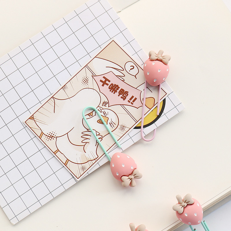 5 kom/lot Kawaii jagode Spajalica za papir Ukrasna kopča za vezivo oznaka Školski uredski pribor