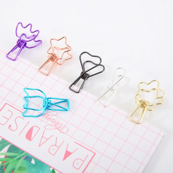 6 τμχ/παρτίδα Mini Delicate Metal Clips Creative Heart Star Cat Bear Σφιγκτήρας Χαρτί Αρχείο Organizer Κλιπ Σχολικά είδη γραφείου