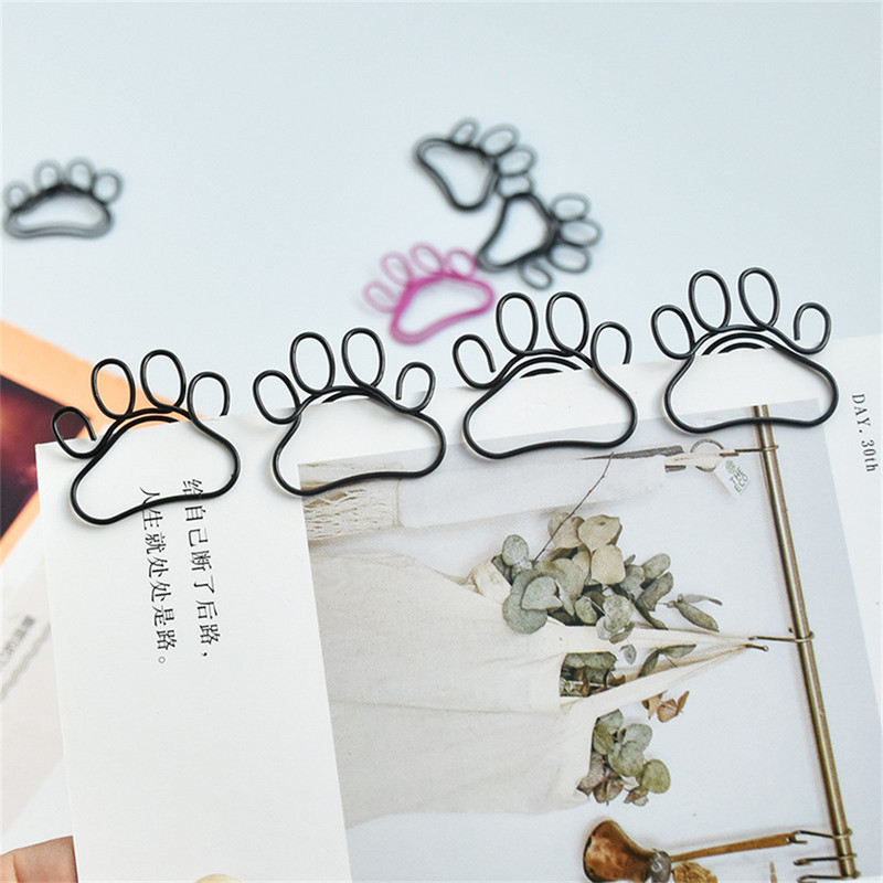 20 бр. Сладка котешка лапа Щипка за хартия Декоративна папка за подвързване на отметки Щипки за файлове Хартия, метални щипки за снимки Училищни офис канцеларски аксесоари