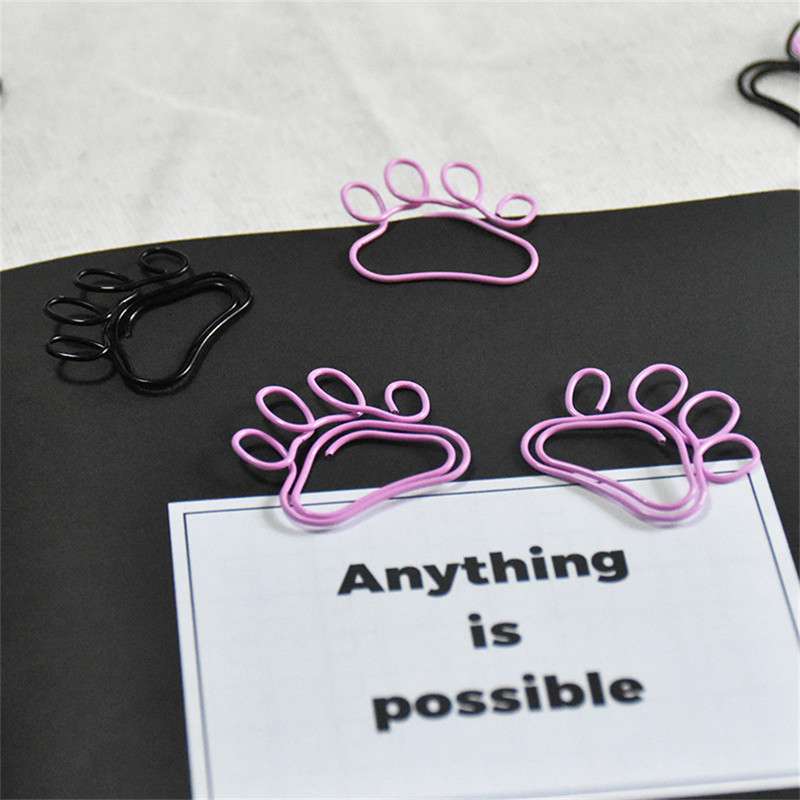 20 бр. Сладка котешка лапа Щипка за хартия Декоративна папка за подвързване на отметки Щипки за файлове Хартия, метални щипки за снимки Училищни офис канцеларски аксесоари