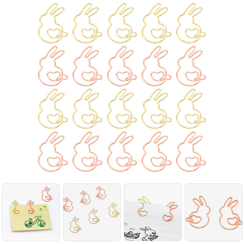 20 бр. Скоба за маркиране на зайче Фиксираща скоба за хартия Метална кламер за животни Училищна карикатура Офис подарък