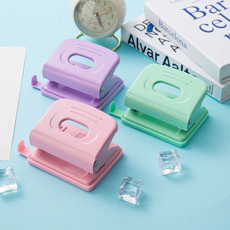 Ръчен 6 мм кръгъл перфоратор за хартия с 2 дупки Дневник Перфоратор за подвързване Тетрадка Скрапбук