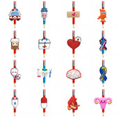 1 vnt. medicinos reikmenų šiaudeliai, PVC pieštuko dangtelis, stetoskopas, širdis, smegenys, gimda, rašiklio dangtelis studentams, slaugytojų biuro raštinės reikmenys