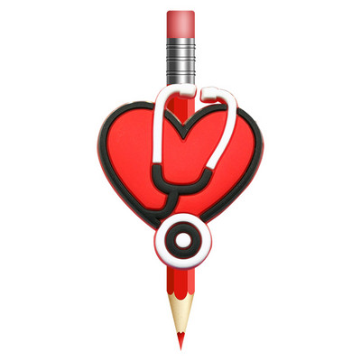 1 vnt. medicinos reikmenų šiaudeliai, PVC pieštuko dangtelis, stetoskopas, širdis, smegenys, gimda, rašiklio dangtelis studentams, slaugytojų biuro raštinės reikmenys