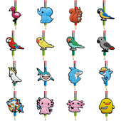 1 buc. Topper cu paie cu animale drăguțe previne rularea papagalilor, rechinii salamandrelor, capac pentru creion, șapcă de paie, cadou pentru studenți, papetărie de birou