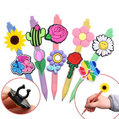 1 DB Virágok kaktusz ceruza fejtetők napraforgó PVC ceruza kupak tollvédő ceruzatartó sapka diákok gyerekeknek ajándék irodaszerek