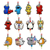 8 KOM. Slatke Ulice Sesame PVC slamnate navlake za kreativnost Poklopac za olovku za piće Školske i uredske boje Poklopac za olovku Poklon za djecu Pismarica