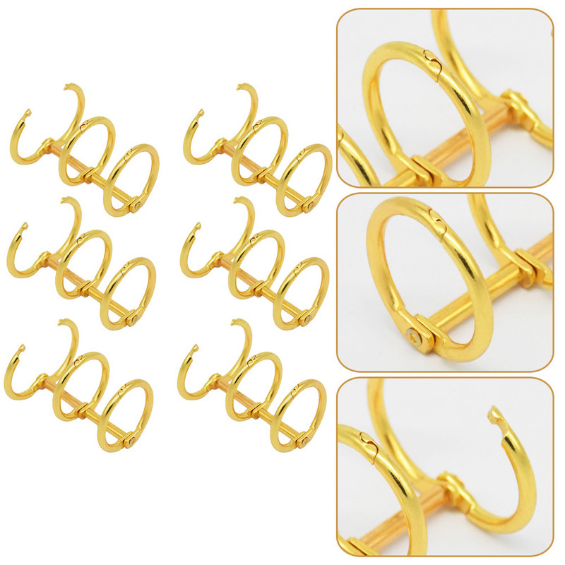 6 бр. Подвързващо устройство за карти Метален фотоалбум Пръстен Книжка Бележник Пръстени Сегментирани пръстени с три отвора Желязо с три отвора Направи си сам офис