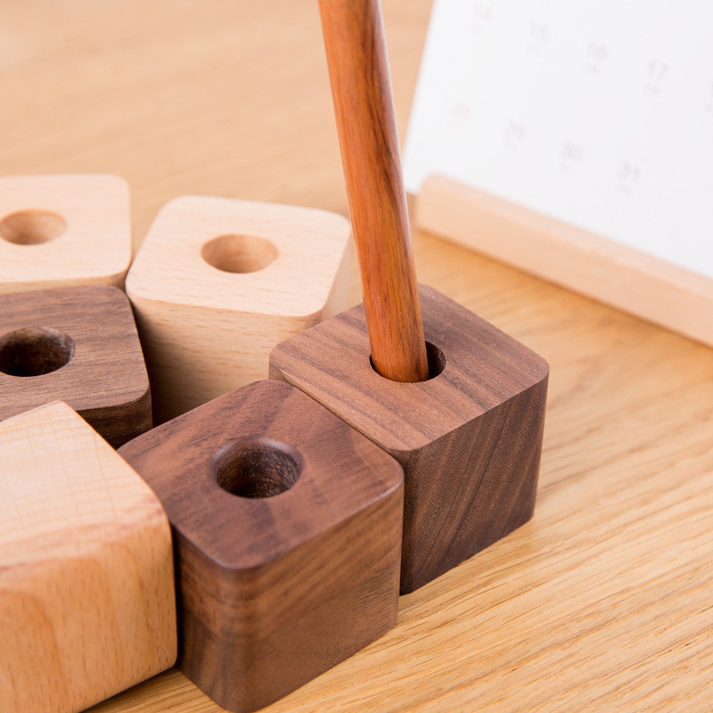 Креативен дървен държач за писалка офис настолни орнаменти за съхранение минималистично обзавеждане офис консумативи многофункционална кутия за съхранение