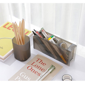 Настолен органайзер за химикалки Съхранение на четки Поставка за бюро Поставка за молив за ученически пособия Kawaii Кутия за съхранение на канцеларски материали и офис грим