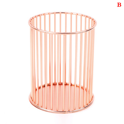 Държач за писалка Настолен офис Училищен калъф за съхранение Метално злато Кутия от розово злато Бюро Химикалка Молив Органайзер Домашен декор Съхранение на грим