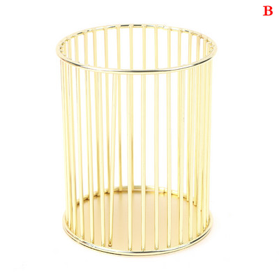 Държач за писалка Настолен офис Училищен калъф за съхранение Метално злато Кутия от розово злато Бюро Химикалка Молив Органайзер Домашен декор Съхранение на грим