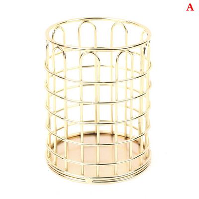 Държач за писалка Настолен офис Училищен калъф за съхранение Метално злато Кутия от розово злато Бюро Химикалка Молив Органайзер Домашен декор Съхранение на грим