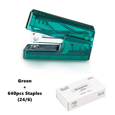 Läbipaistev klammerdaja ja 640 tk 24/6 klambrite komplekt Miniformaadis lepinguline värviköitja Kontoriköitmistööriistad Koolitarbed F777