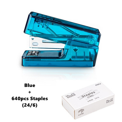 Läbipaistev klammerdaja ja 640 tk 24/6 klambrite komplekt Miniformaadis lepinguline värviköitja Kontoriköitmistööriistad Koolitarbed F777