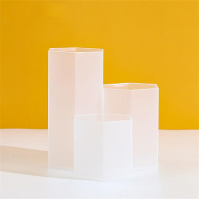 Геометрия Настолен държач за писалка с голям капацитет Кутия за съхранение на молив Училищни канцеларски материали Химикалки с 3 гнезда Поставка за четки Кутия за управление