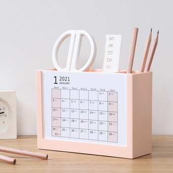 Календар 2023 Творчески настолен календар Държач за писалка Настолен органайзер Съхранение на канцеларски материали Декорация за офис бюро