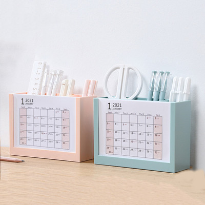 Календар 2023 Творчески настолен календар Държач за писалка Настолен органайзер Съхранение на канцеларски материали Декорация за офис бюро