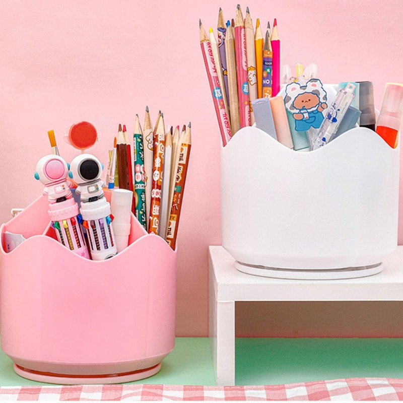 360 grādos rotējošs pildspalvas turētājs, griežams zīmuļu turētājs, lielas ietilpības galddatora glabāšanas kastes grima otu turētāja organizators