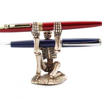 Държач за писалка Зловещ дизайн на скелет Поставка за съхранение на писалка Череп от смола Държач за четка за зъби Инструменти Издръжлив органайзер за бюро за домашен офис
