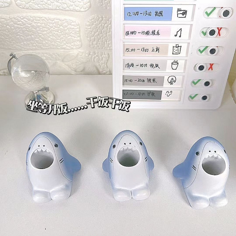 Творческа акула Стойка за държач за писалка Сладък молив Органайзер от смола За офис Ученик Настолен работен плот Канцеларски материали Подарък