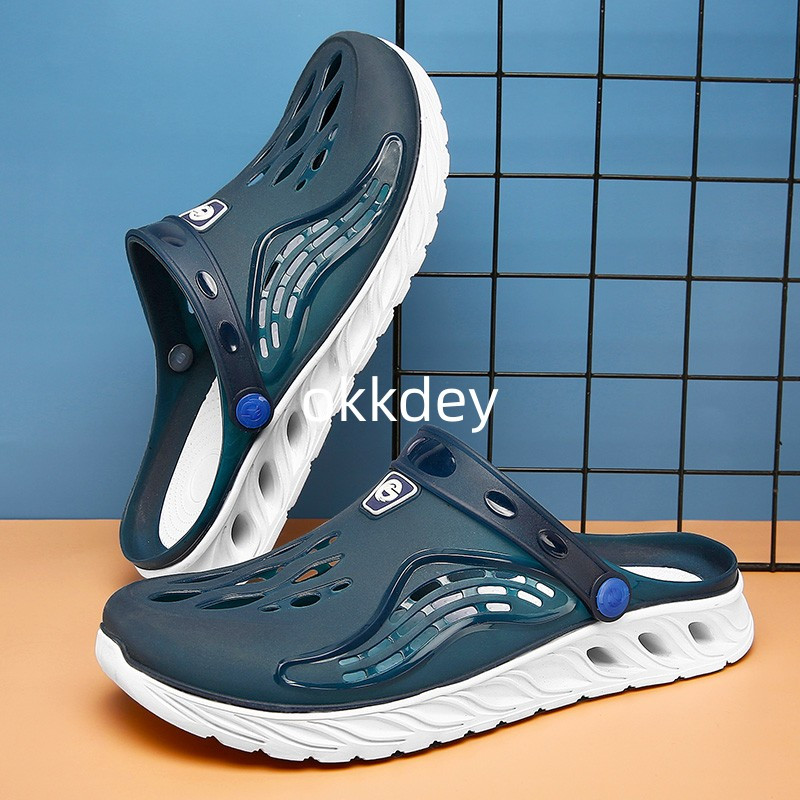 2023 m. Nauja Vasaros šlepetės, vyriškos lauko EVA, apvalios pirštų platformos, laisvalaikio namų sandalai, vyriški, neslystantys sportiniai paplūdimio šlepetės su skylutėmis batai