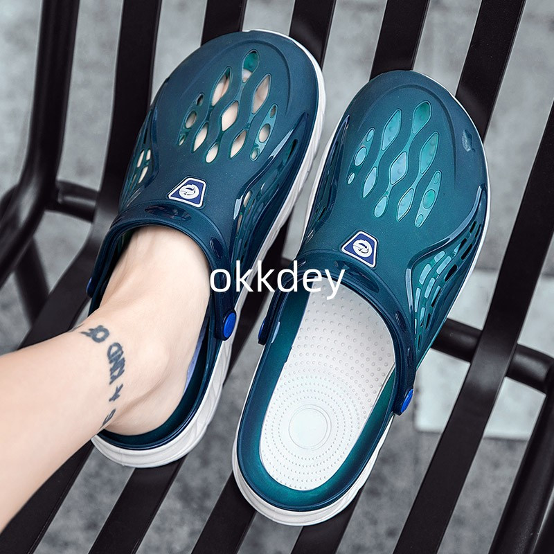 2023 m. Nauja Vasaros šlepetės, vyriškos lauko EVA, apvalios pirštų platformos, laisvalaikio namų sandalai, vyriški, neslystantys sportiniai paplūdimio šlepetės su skylutėmis batai
