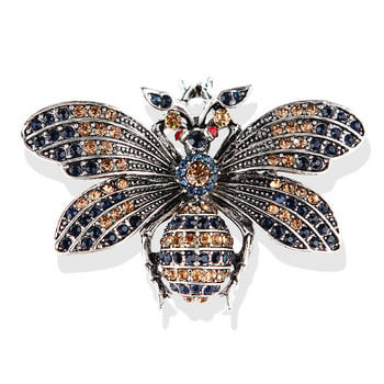 SHMIK Жени Мъже Bee Beetle Crystal Pearl Brooches Pin Fashion Metal Cute Insect Jewelry Accessoreis Ретро дамска мъжка брошка