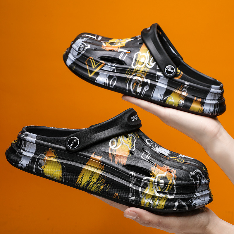 SOLIBEN Летни сандали за мъже Ежедневни плажни чехли Мъжки градински обувки Сандали с неплъзгаща се дебела подметка Сандали за открито Сабо Сандали Унисекс