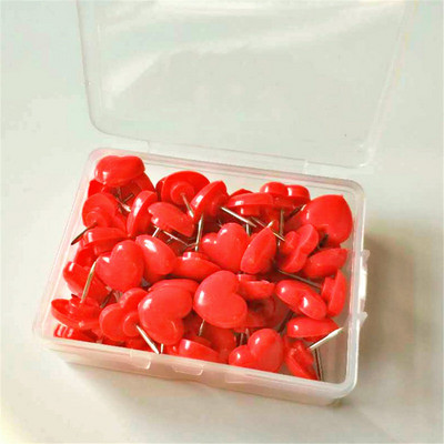50 τμχ Heart Thumb Tacks PP Μεταλλικές καρφίτσες ώθησης Καρφίτσες σανίδας φελλού Καρφίτσες φωτογραφίας τοίχου Διακοσμητικά καρφιά Σχέδιο παγκόσμιου χάρτη Pushpin Office School s