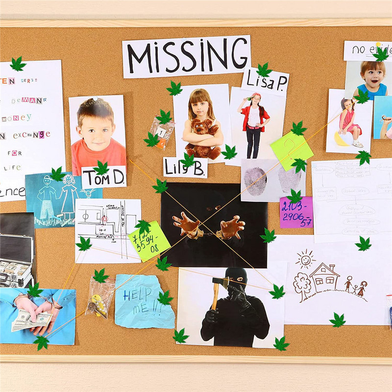 16 buc Ace de apăsare cu frunze verzi, decorative, multifuncționale, cu cap plat, ciocane de perete, foto, hărți, cleme de birou, școală