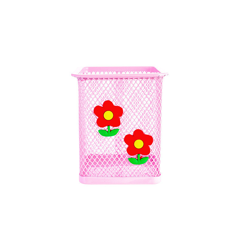 1 tk Roosa metallist pliiatsihoidja Kontori korraldaja Kosmeetiline ruudukujuline pliiatsihoidja alused kirjatarvete konteiner Kontoritarbed