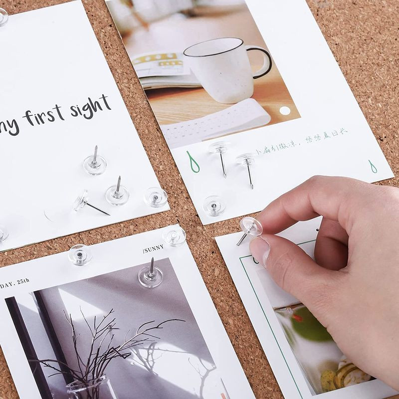 50 бр./кутия Прозрачни щифтове за щифтове Щифтове за щифтове Щипки за палец Карта Коркова дъска Щифтове за рисуване Снимка за стена Офис ученически пособия