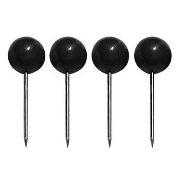 100Pcs Push Round Ball Head Map Tacks with Stainless Point for Office Home Crafts DIY Marking (черен)