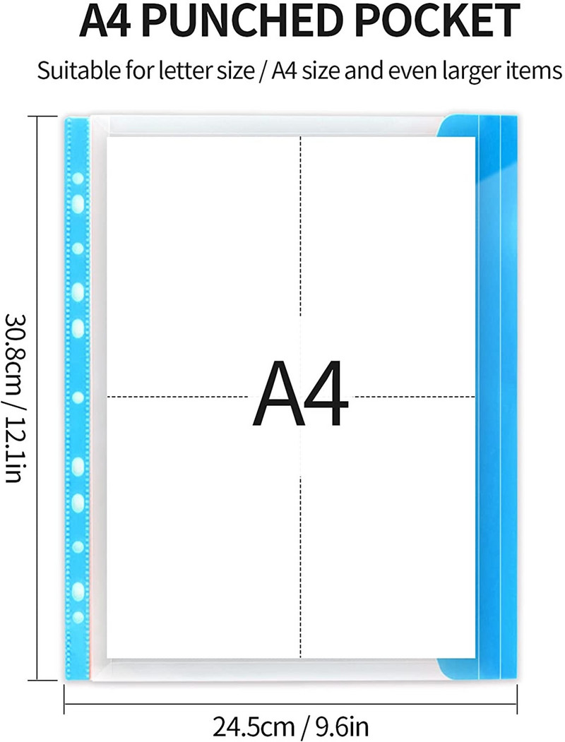Размер A4 Пластмасови папки с файлове Портфейли Цветни файлове с документи Пликове Чанти за училище Офис Дома Побира 200 плюс листа A4