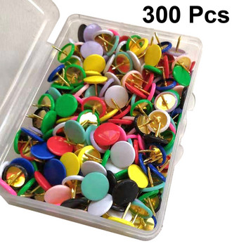 300 τμχ Ατσάλινες αιχμές καρφίτσα πολύχρωμη καρφίτσα ώθησης Thumb Tack Overmolding Plastic Thumbtack Διακοσμητικές καρφίτσες γραφείου