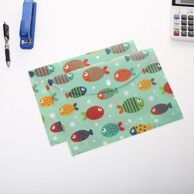 Сладко морско животно Папка с файлове A4 Бутон за закопчаване Бюро Органайзер за документи PVC Чанта за файлове Щипка Хартия Офис аксесоари Ученически пособия