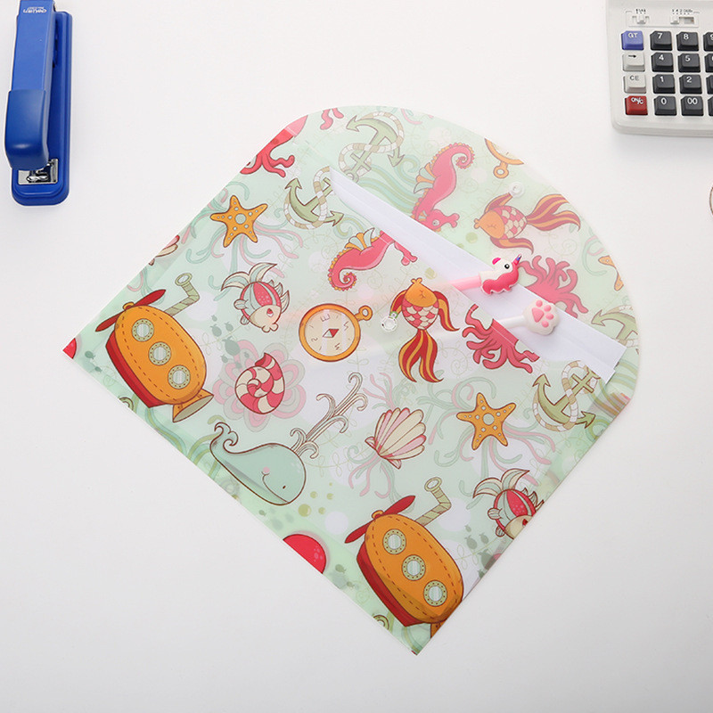 Сладко морско животно Папка с файлове A4 Бутон за закопчаване Бюро Органайзер за документи PVC Чанта за файлове Щипка Хартия Офис аксесоари Ученически пособия