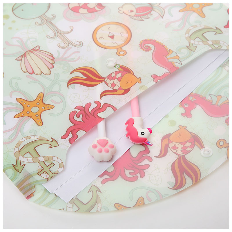 Сладко морско животно Папка с файлове A4 Бутон за закопчаване Бюро Органайзер за документи PVC Чанта за файлове Щипка Хартия Офис аксесоари Ученически пособия