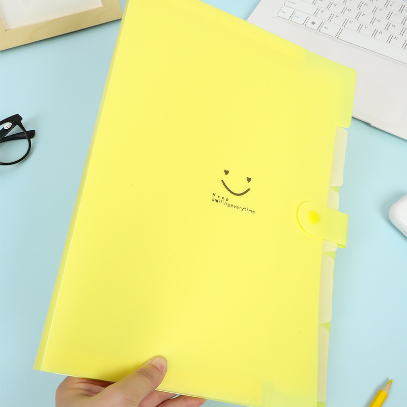 A4 Разгъващ се държач за файлове Бутон за закопчаване PVC класифицирани документи Джобна торбичка за файлове Чанта за файлове Офис канцеларски материали Органайзер за бюро