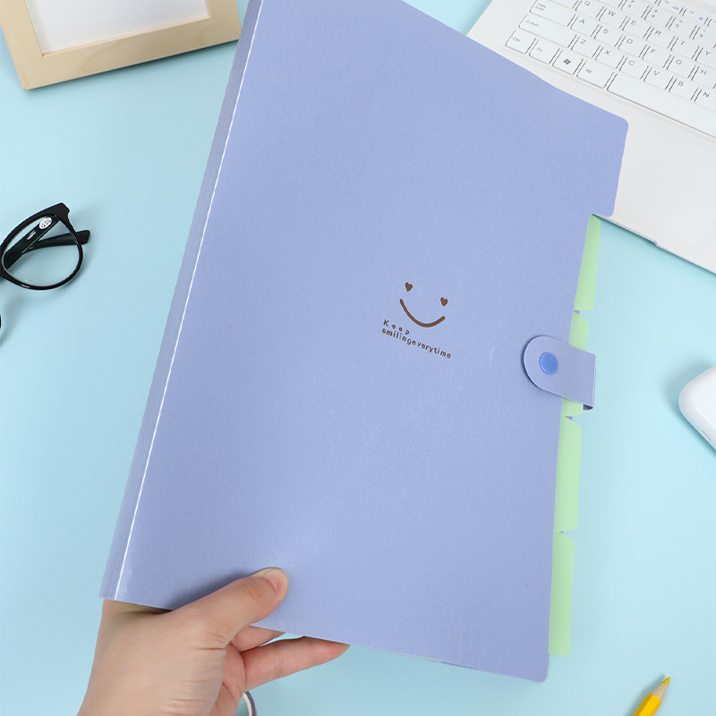 A4 Разгъващ се държач за файлове Бутон за закопчаване PVC класифицирани документи Джобна торбичка за файлове Чанта за файлове Офис канцеларски материали Органайзер за бюро