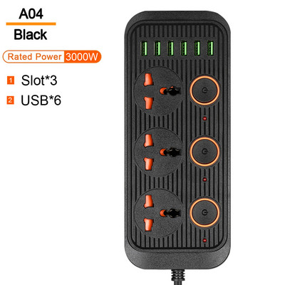Универсален изход Захранващ разклонител Multiprise Разширение за интелигентен дом Електрически контакт с кабел USB AC Отделно управление Адаптер за зарядно устройство