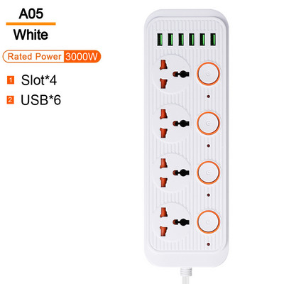 Универсален изход Захранващ разклонител Multiprise Разширение за интелигентен дом Електрически контакт с кабел USB AC Отделно управление Адаптер за зарядно устройство