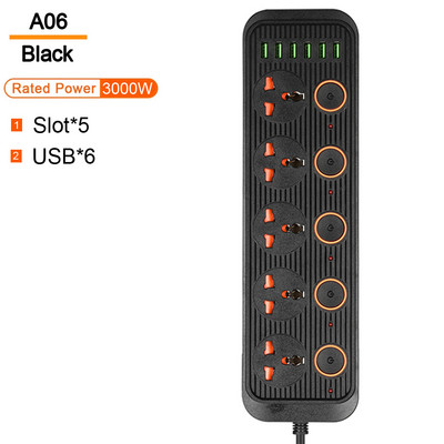 Универсален изход Захранващ разклонител Multiprise Разширение за интелигентен дом Електрически контакт с кабел USB AC Отделно управление Адаптер за зарядно устройство