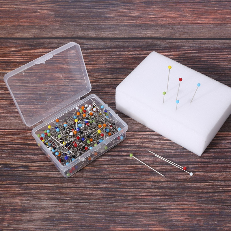 250 броя шевни щифтове щифтове с топка и стъклена глава Прави щифтове за ватиране за шивачка Декорация на бижута