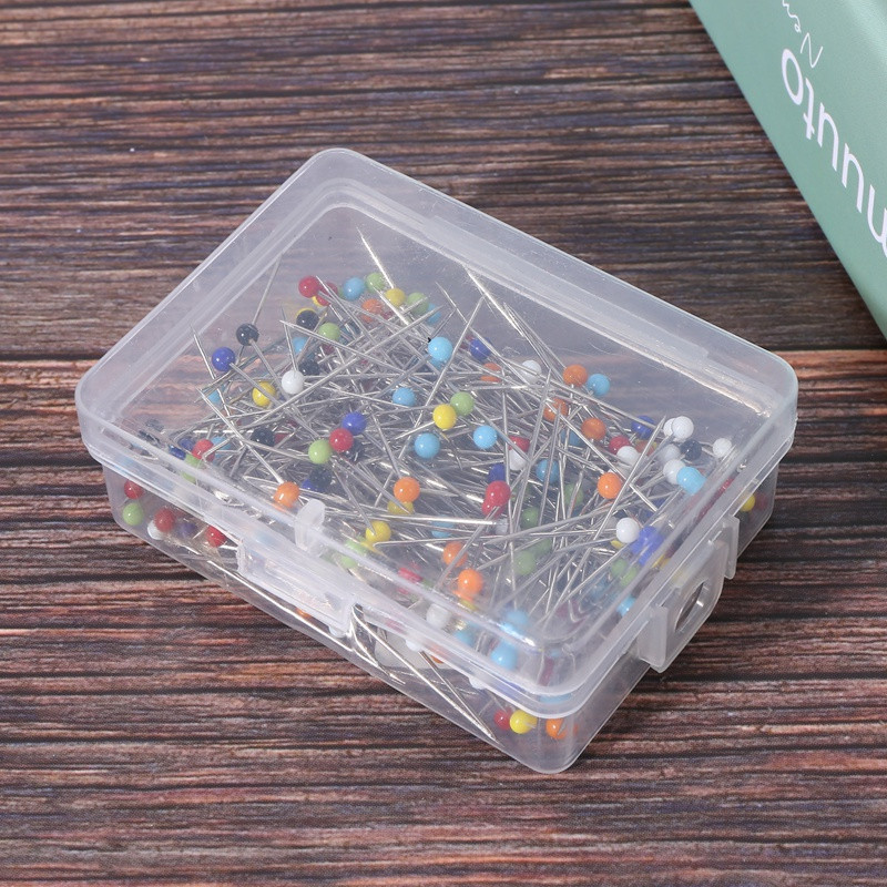 250 броя шевни щифтове щифтове с топка и стъклена глава Прави щифтове за ватиране за шивачка Декорация на бижута