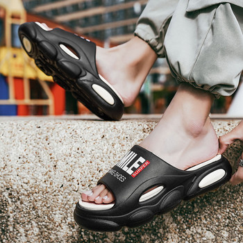 Нова външна тенденция Мъжки пързалки Летни чехли за мъже Eva Дебело дъно Светли плажни обувки с букви Мъжки вътрешни външни облачни сандали