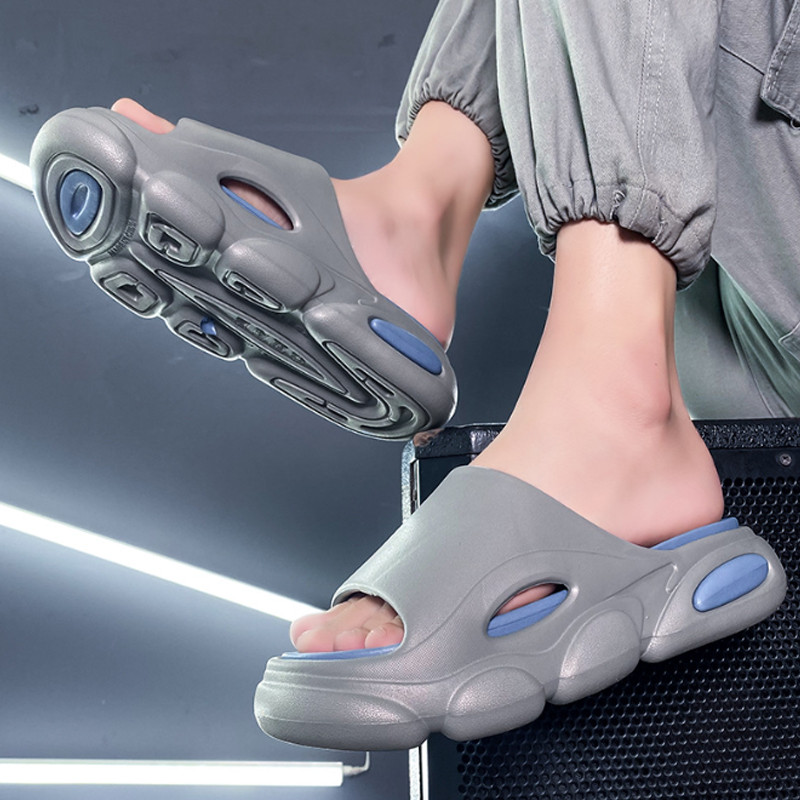 Нова външна тенденция Мъжки пързалки Летни чехли за мъже Eva Дебело дъно Светли плажни обувки с букви Мъжки вътрешни външни облачни сандали