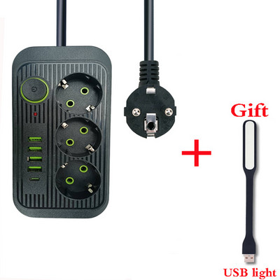 ЕС гнездо с 3 USB зареждания за телефони IPAD адаптер 2500 W EU RUS щепсел за разклонител 250 V корейски интелигентен щепсел 1.8M удължителен кабел