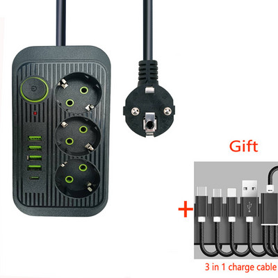 ЕС гнездо с 3 USB зареждания за телефони IPAD адаптер 2500 W EU RUS щепсел за разклонител 250 V корейски интелигентен щепсел 1.8M удължителен кабел